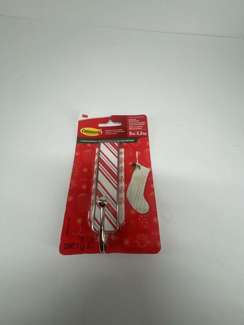 Command Large Candy Cane Stocking Hanger Christmas Hook